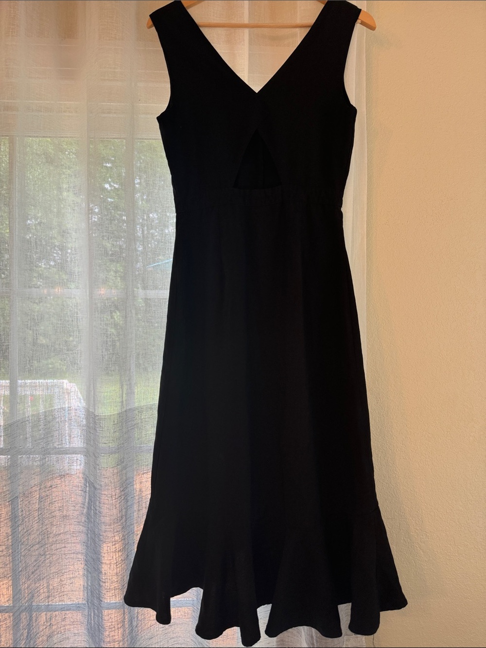 GILLI Classic Black Button-Front V-Neck Midi Dress size Small - Picture 3 of 5
